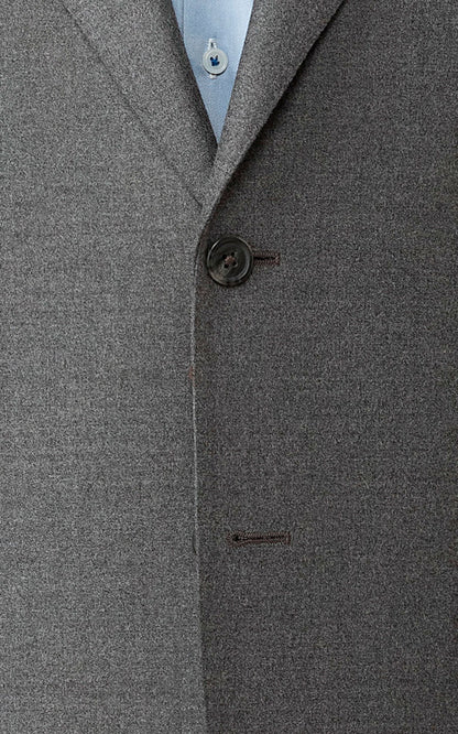 Silk flannel fabric detail medium grey stretch suit