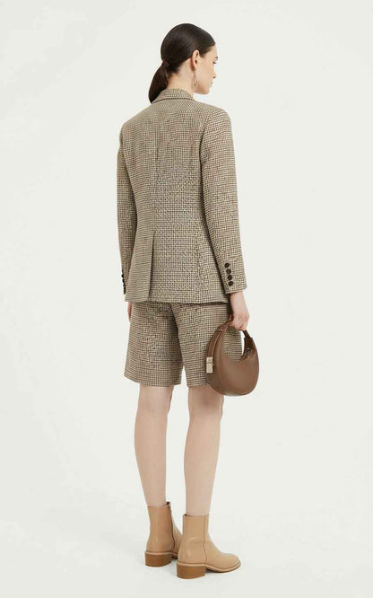 Custom Suits - Houndstooth Blazer Dress with Pockets