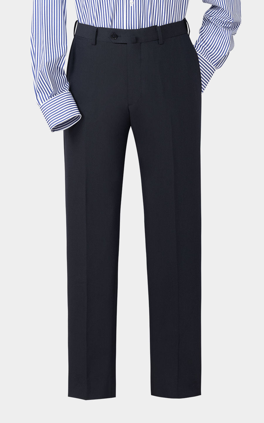 Blue black camel silk brocade suit front view custom