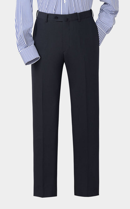Blue black camel silk brocade suit front view custom