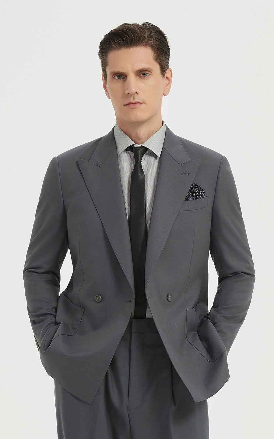 Men's Classic Gray Business Suit - Two Piece Professional Formal Wear