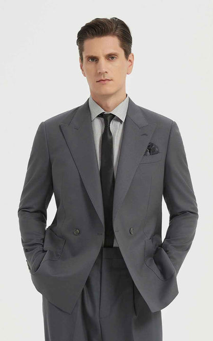 Men's Classic Gray Business Suit - Two Piece Professional Formal Wear