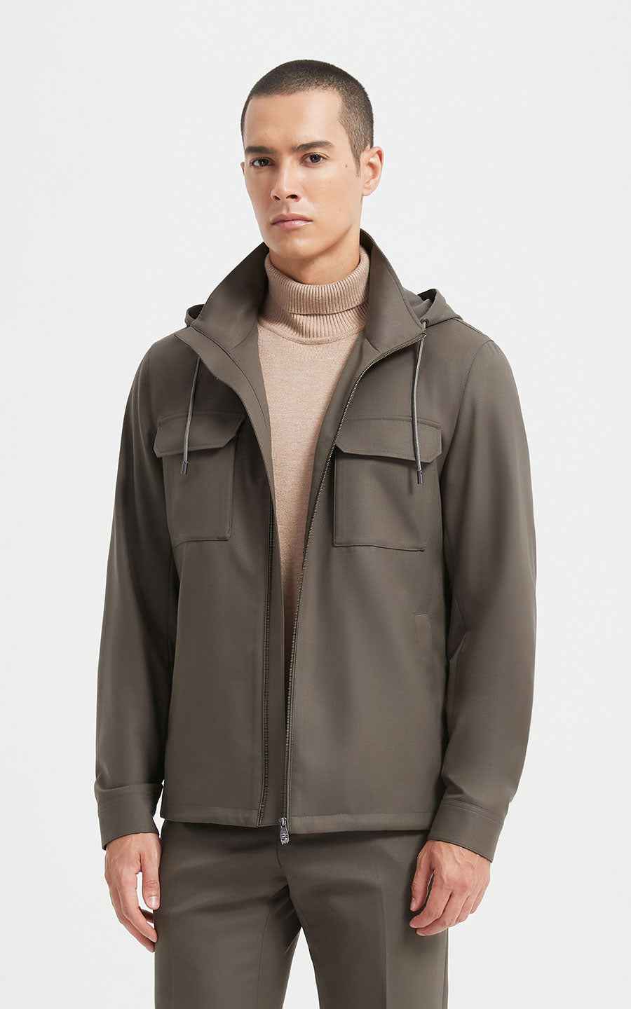 Modern Utility Hooded Jacket - Olive Taupe
