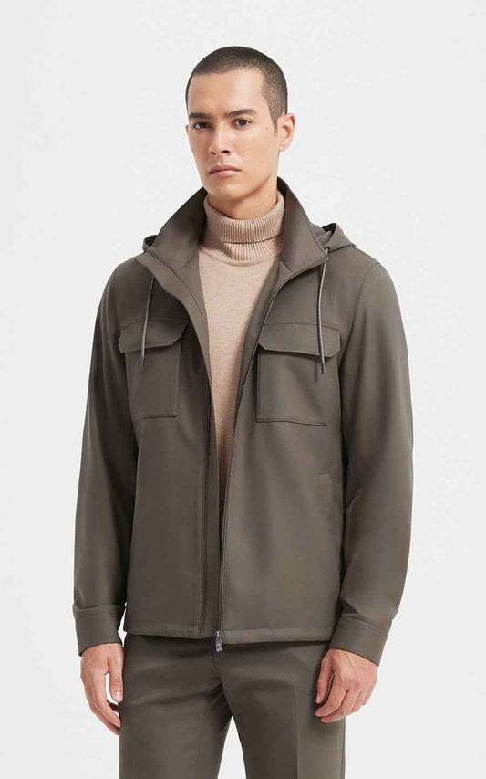 Modern Utility Hooded Jacket - Olive Taupe