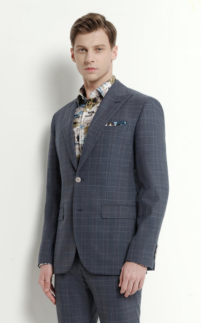 Fog Blue Custom Tailored Mens Suit Set Business Two Piece