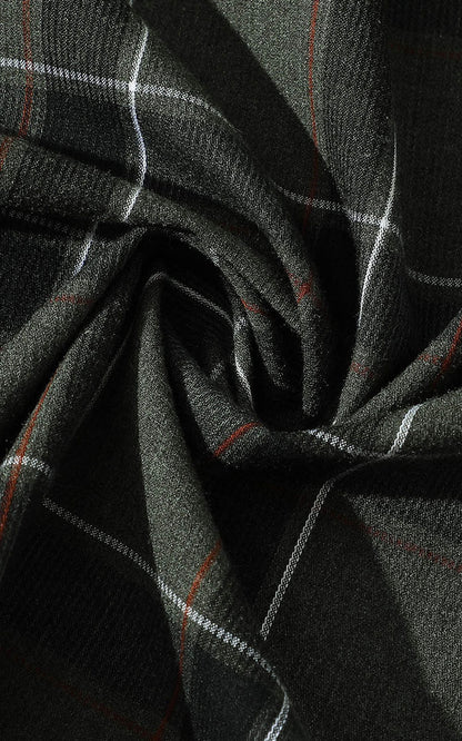 Custom flannel shirt close-up - Morandi gray fabric