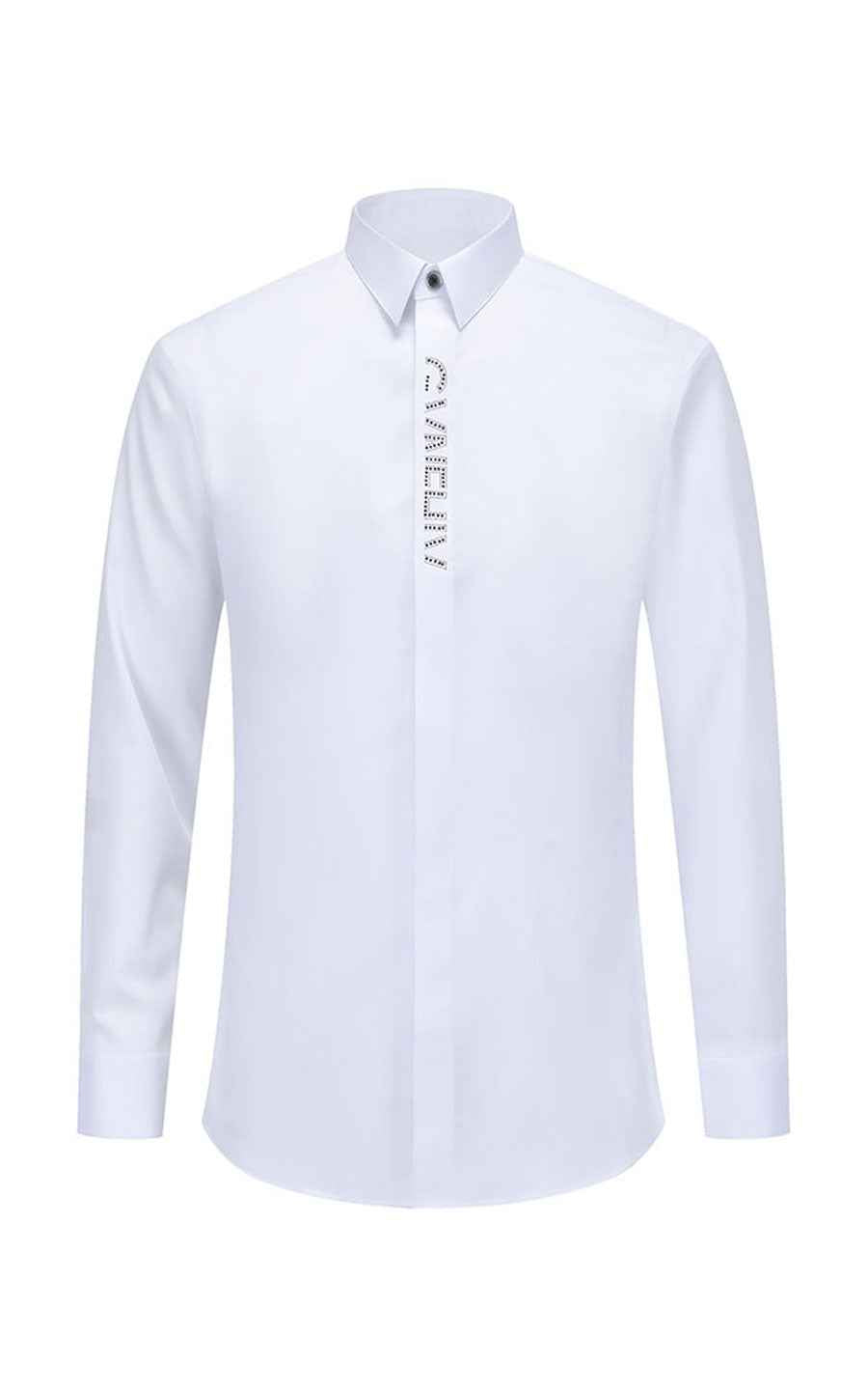 Men's White Embroidered Long Sleeve Custom Shirt