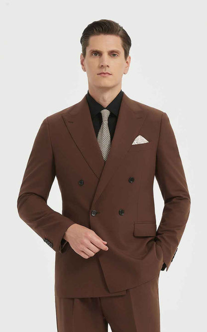 Men's Brown Suit Double-Breasted Classic Fit