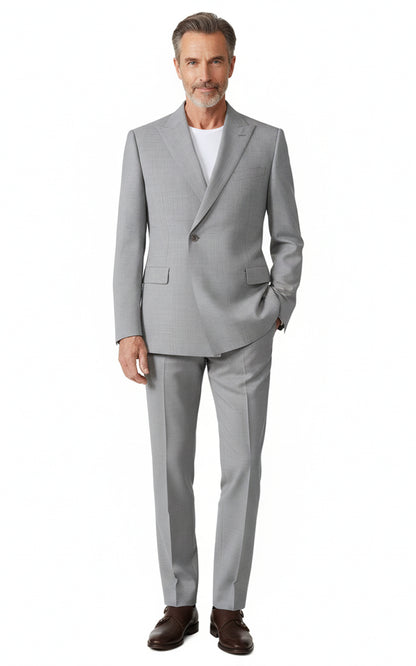 Washable Grey Stretch Business Suit Set Custom Tailored Mens