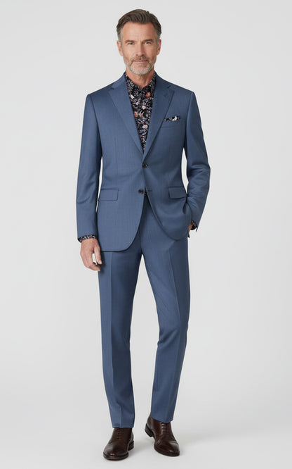 Custom Made Business Formal Tailored Light Blue Suit Set Men