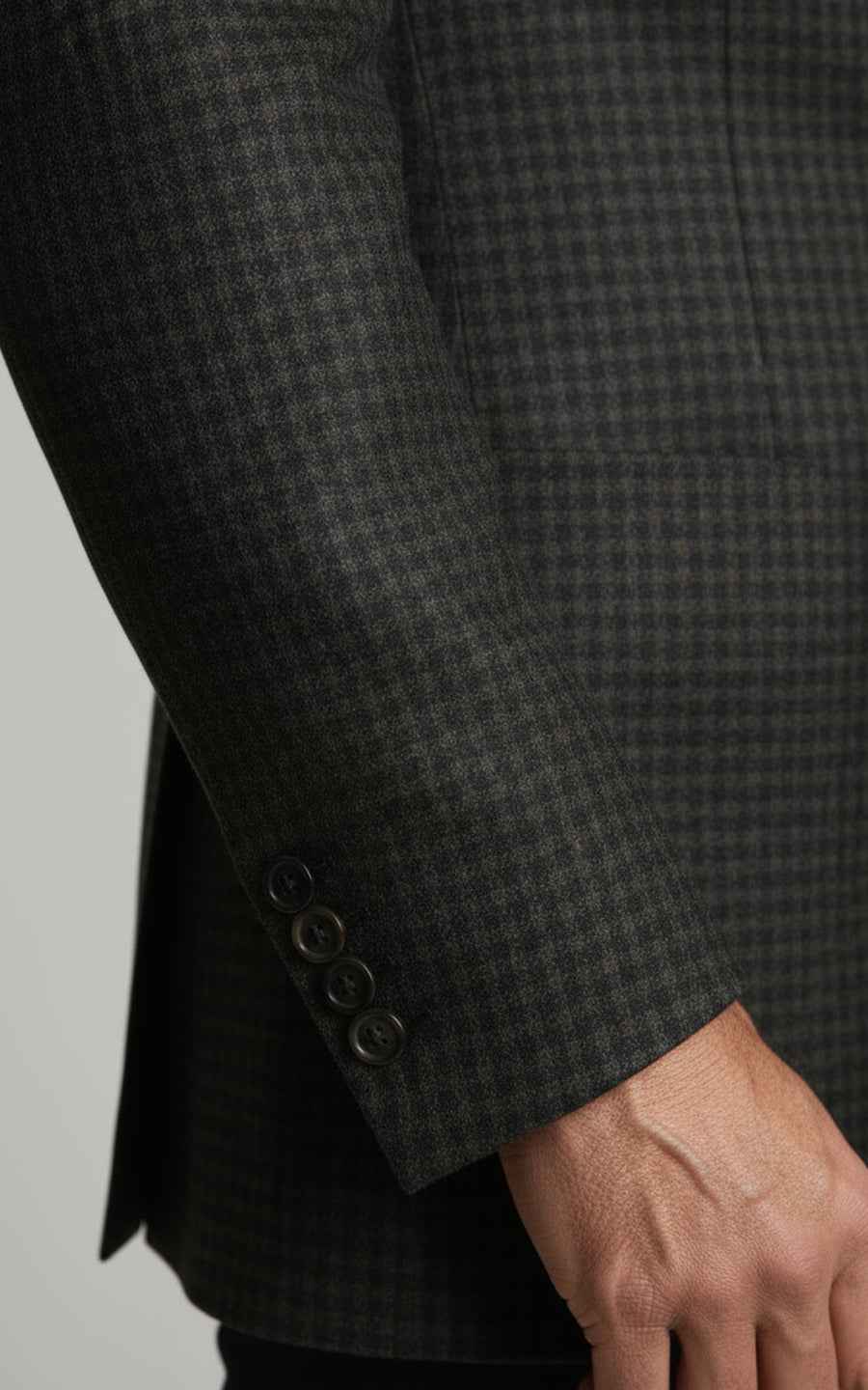 Custom-made men's dark green plaid casual suit coat