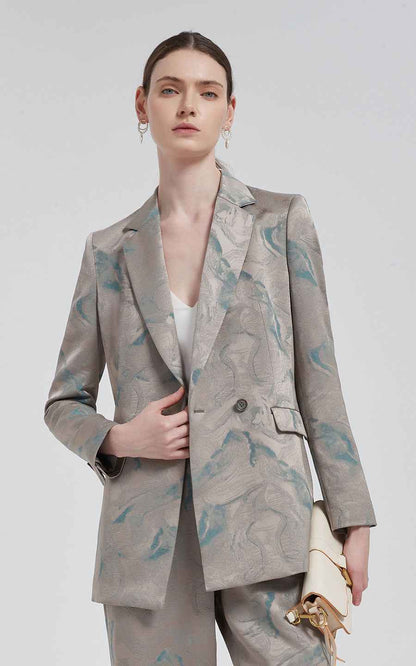 Women's Blazer Set Pastel Camo Trouser Suit