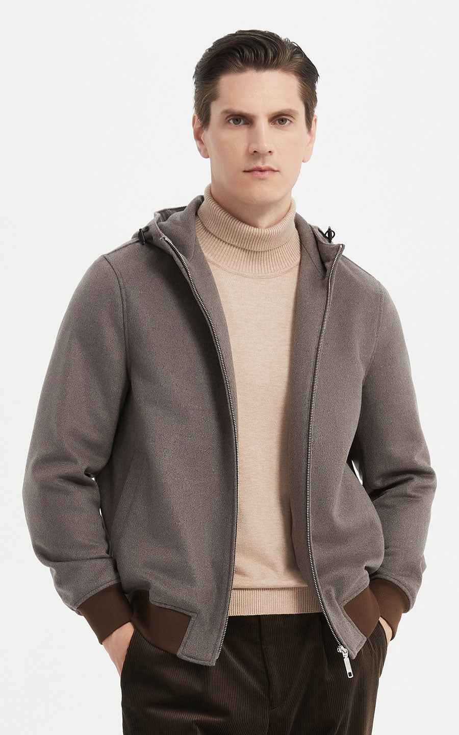 Men's Premium Hooded Bomber Jacket - Gray