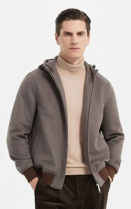 Men's Premium Hooded Bomber Jacket - Gray