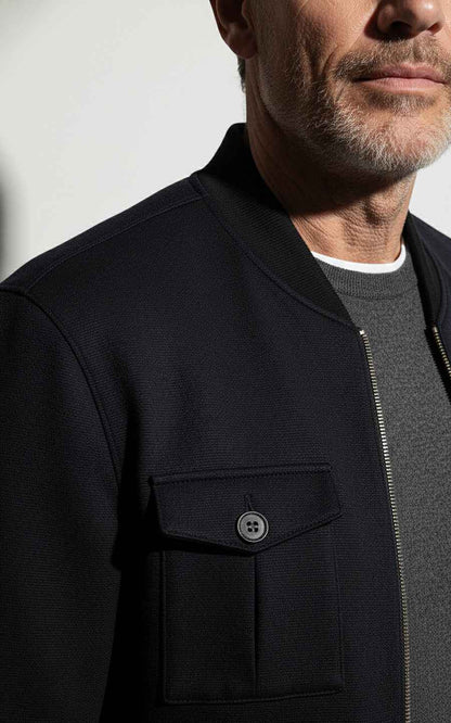 Premium Bespoke Blue-Black Men's Bomber Jacket