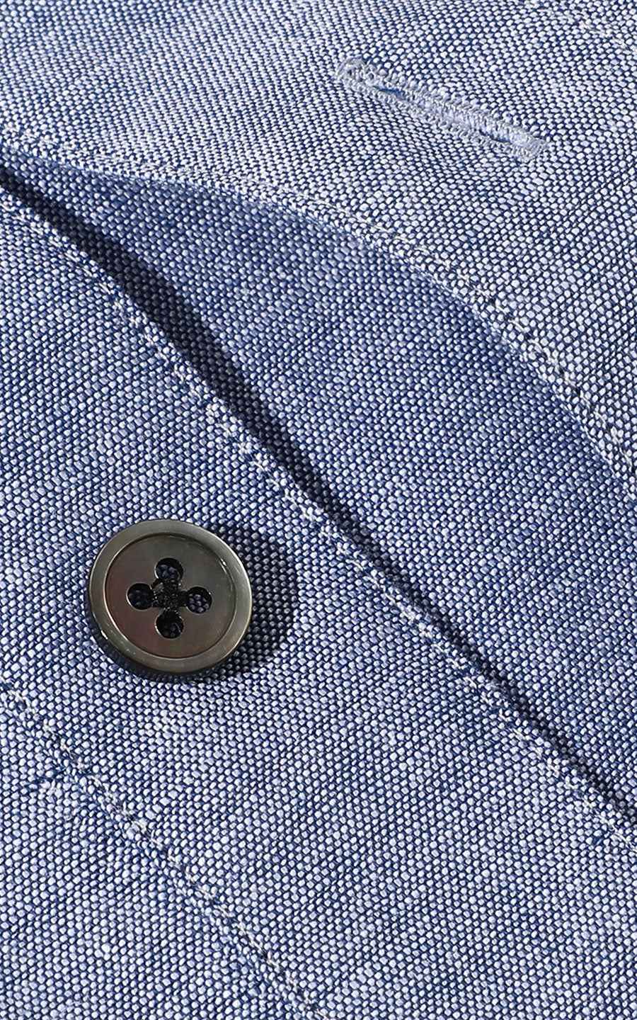 Light Blue Linen Short Sleeve Casual Shirt - Custom Fit