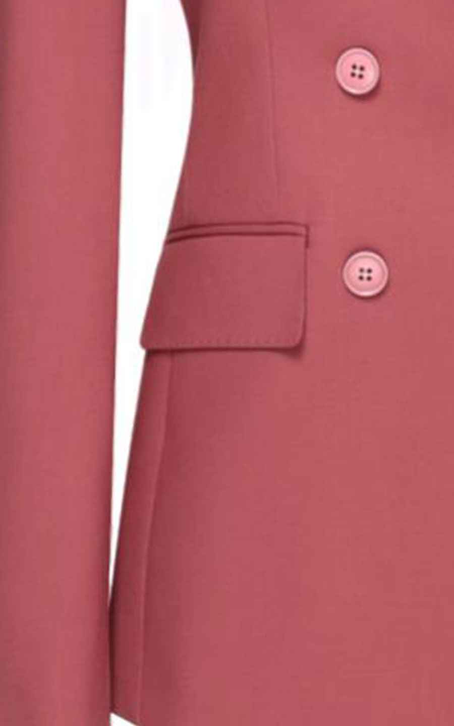 Coral Pink Double-Breasted Blazer Women's Elegant