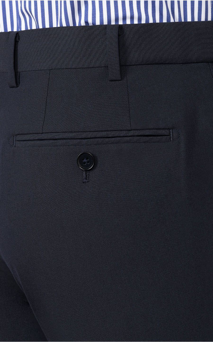 Navy Blue Custom Suit Pants Detail - Premium Fabric