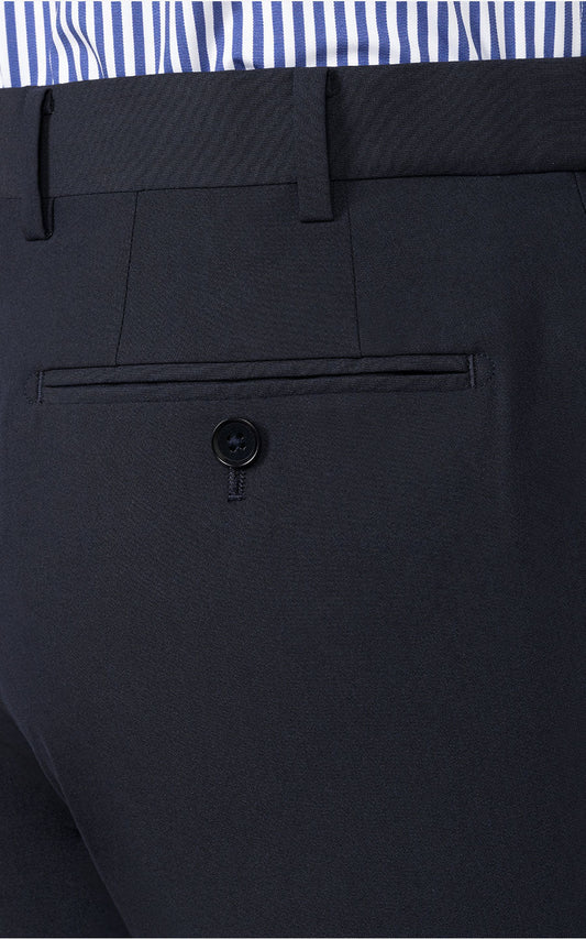 Navy Blue Custom Suit Pants Detail - Premium Fabric