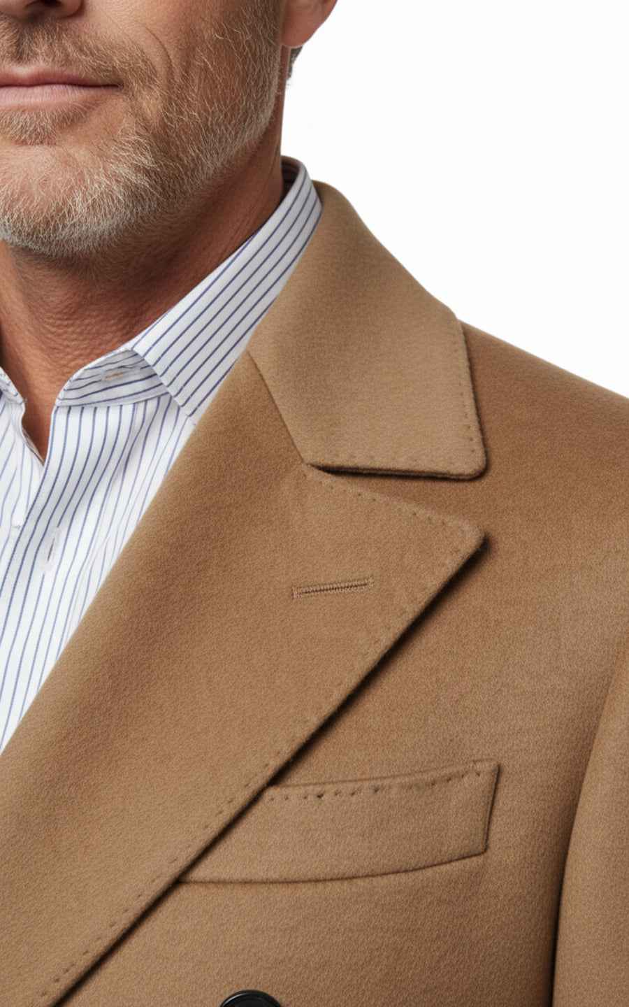 Custom Double-Breasted Camel Hair and Men's Wool Winter Coat