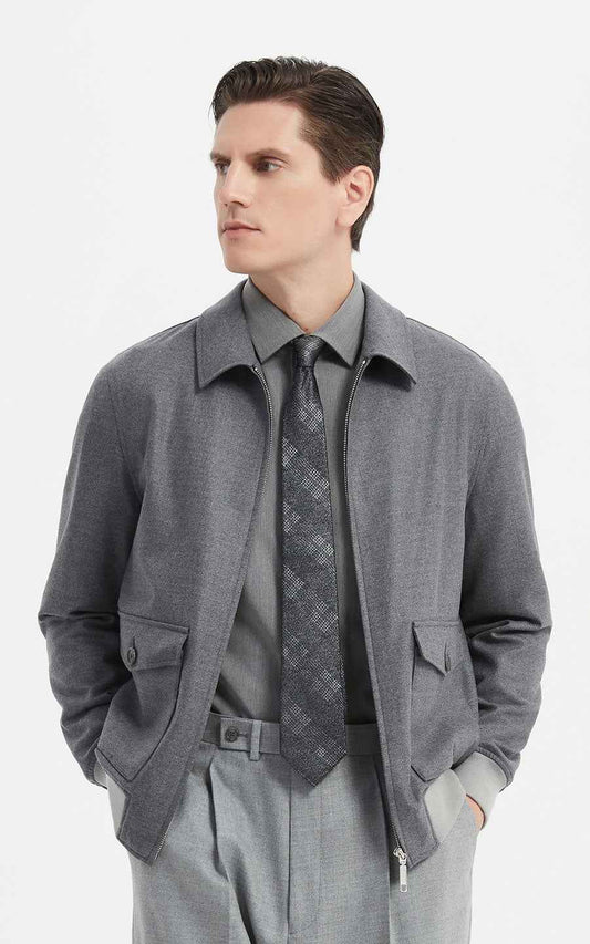 Premium Men's Jacket - Gray Zip-Up Style