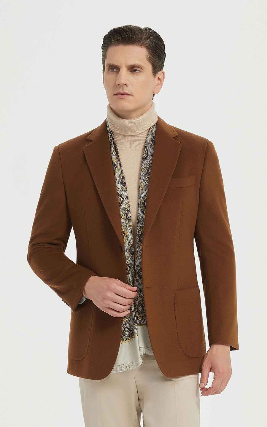 Men's Wool Blazer Classic Brown Tailored Fit