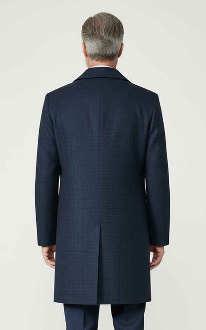 Navy Business Tailored Wool Overcoat Mens Winter Coat