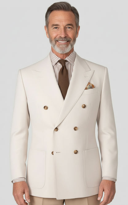 Custom Mens Blazer OffWhite Plaid Wool Business Casual Suit