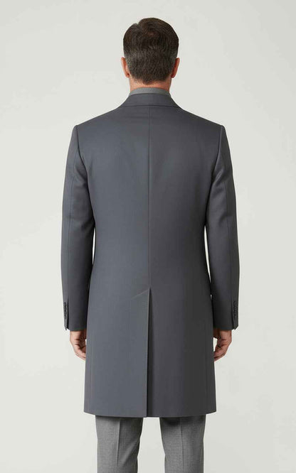 Charcoal Grey Overcoat Men Tailored Double Breasted Winter Formal