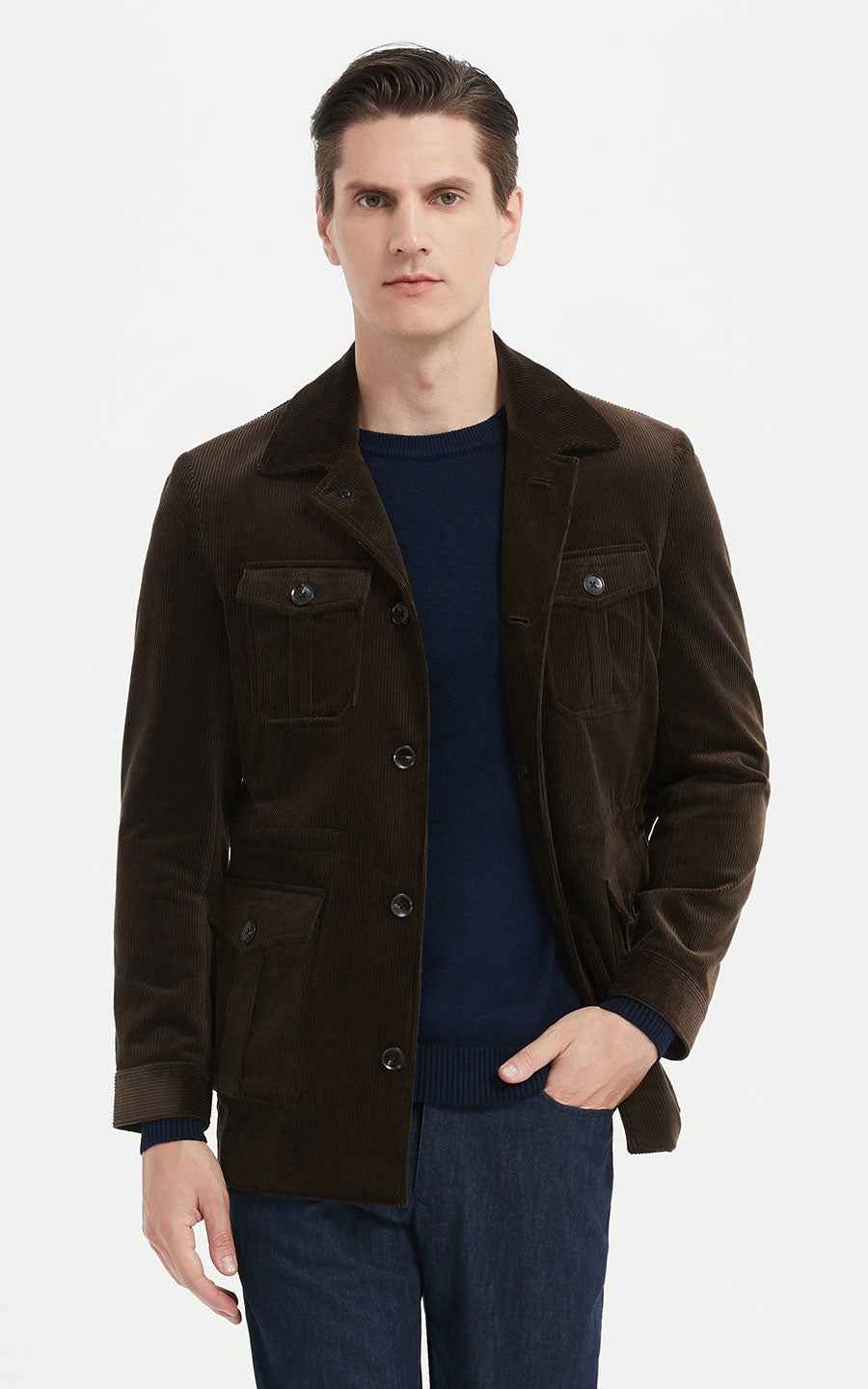 Brown Corduroy Coat - Men's Classic Jacket Style