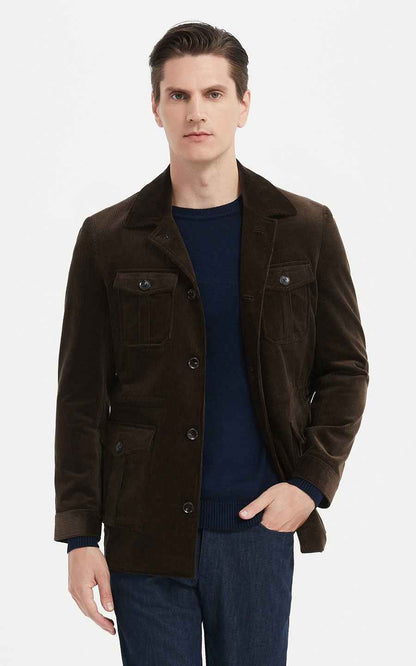 Brown Corduroy Coat - Men's Classic Jacket Style