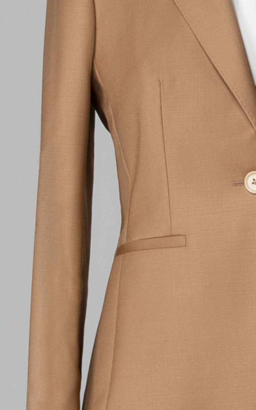 Women's Camel Single Button Blazer Jacket