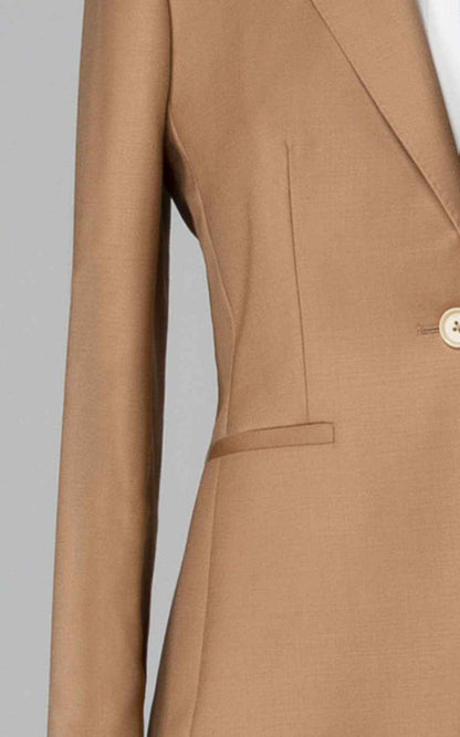 Women's Camel Single Button Blazer Jacket