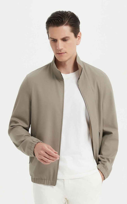 Bomber Jacket Men Classic Beige Casual Outerwear