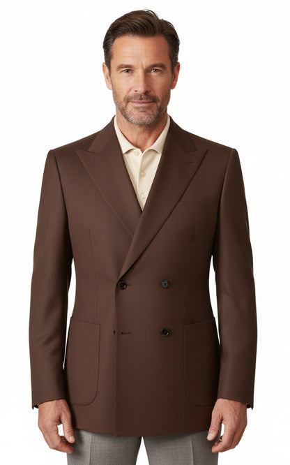 Mens Custom Tailored Dark Brown Wool Blazer