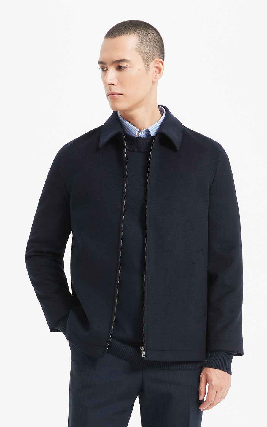 Men's Zip Jacket Navy Blue Classic Style