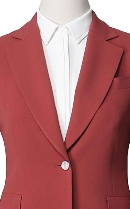 Women's Red Single-Button Blazer