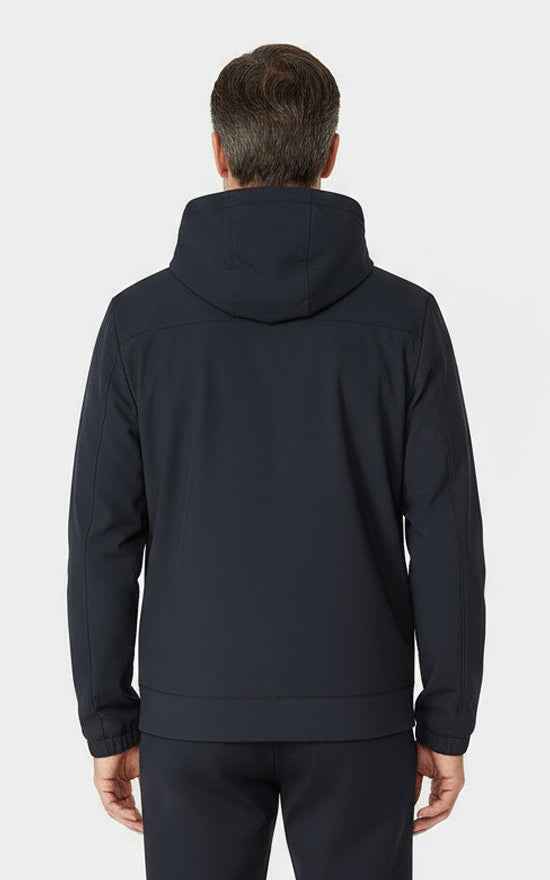 Mens Navy Blue Hooded Jacket Premium Tailored Casual Wear