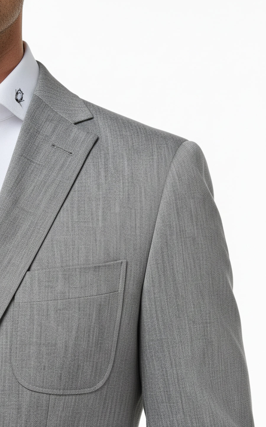 Mens Gray Textured Blazer Slim Fit Business Casual Suit Coat