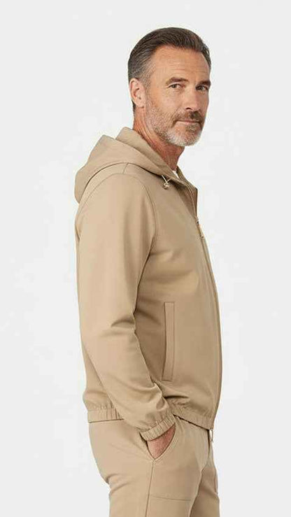Men's khaki hooded jacket casual and versatile outerwear