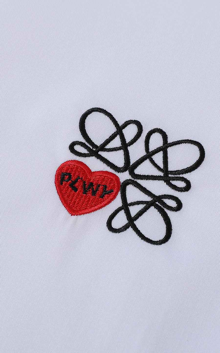 Men's White Heart Embroidered Tailored Dress Shirt