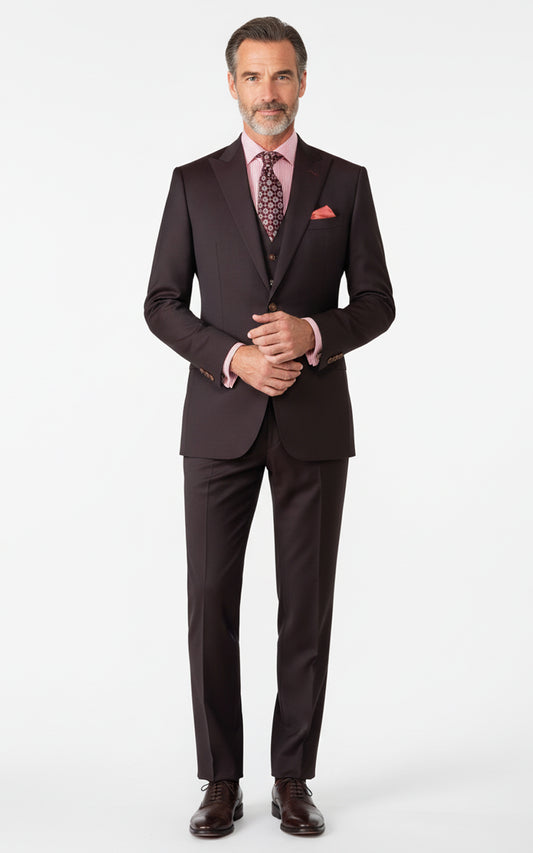 Men Custom Suit Burgundy Formal Tailored Wedding Wear