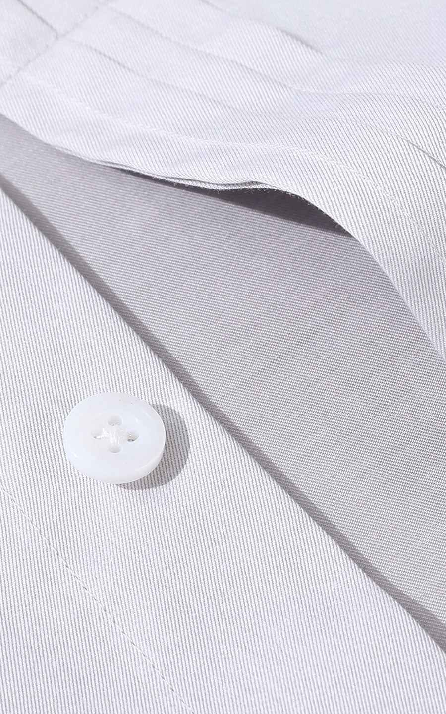 Men's Light Grey Twill Cotton Tailored Shirt - Long Sleeve