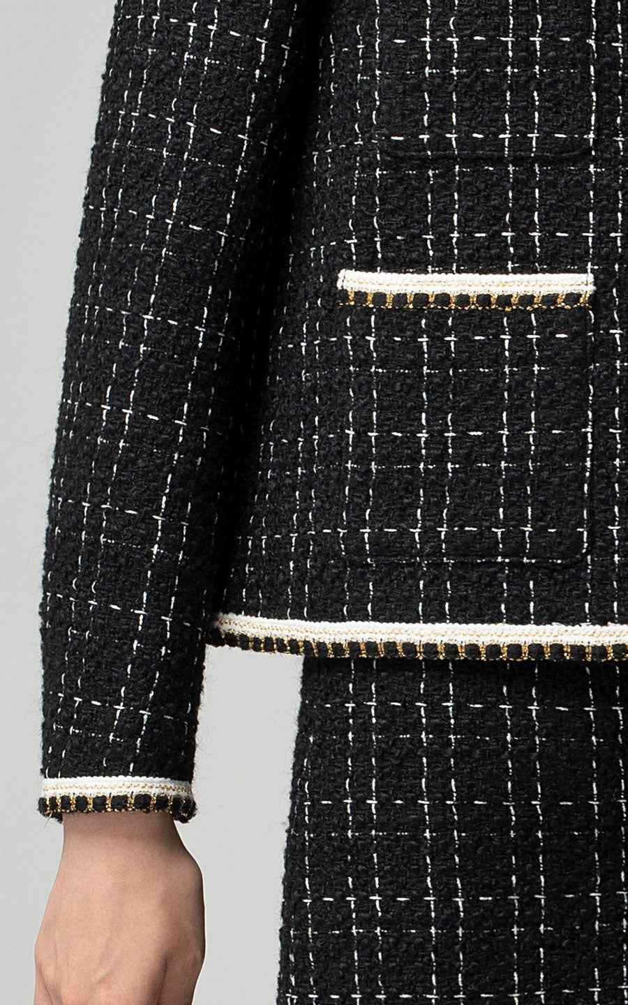Black Tweed Suit Set - Jacket & Skirt