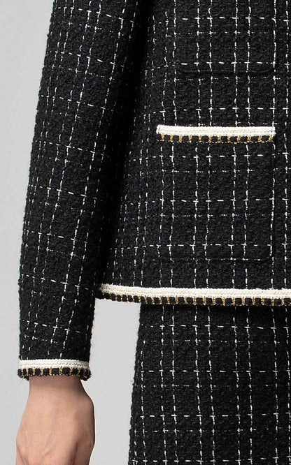 Black Tweed Suit Set - Jacket & Skirt
