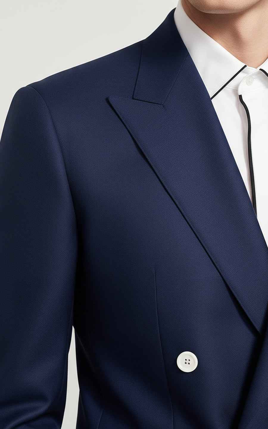 Navy blue men's double-breasted business casual customize suit coat