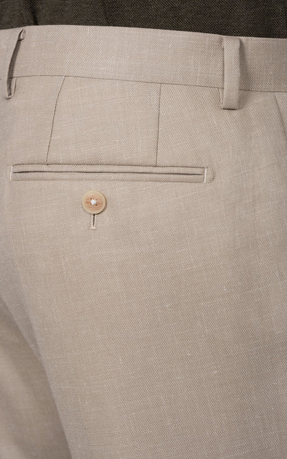 Light Khaki Custom Pants Detail - Premium Twill Fabric