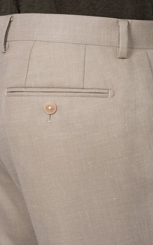 Light Khaki Custom Pants Detail - Premium Twill Fabric