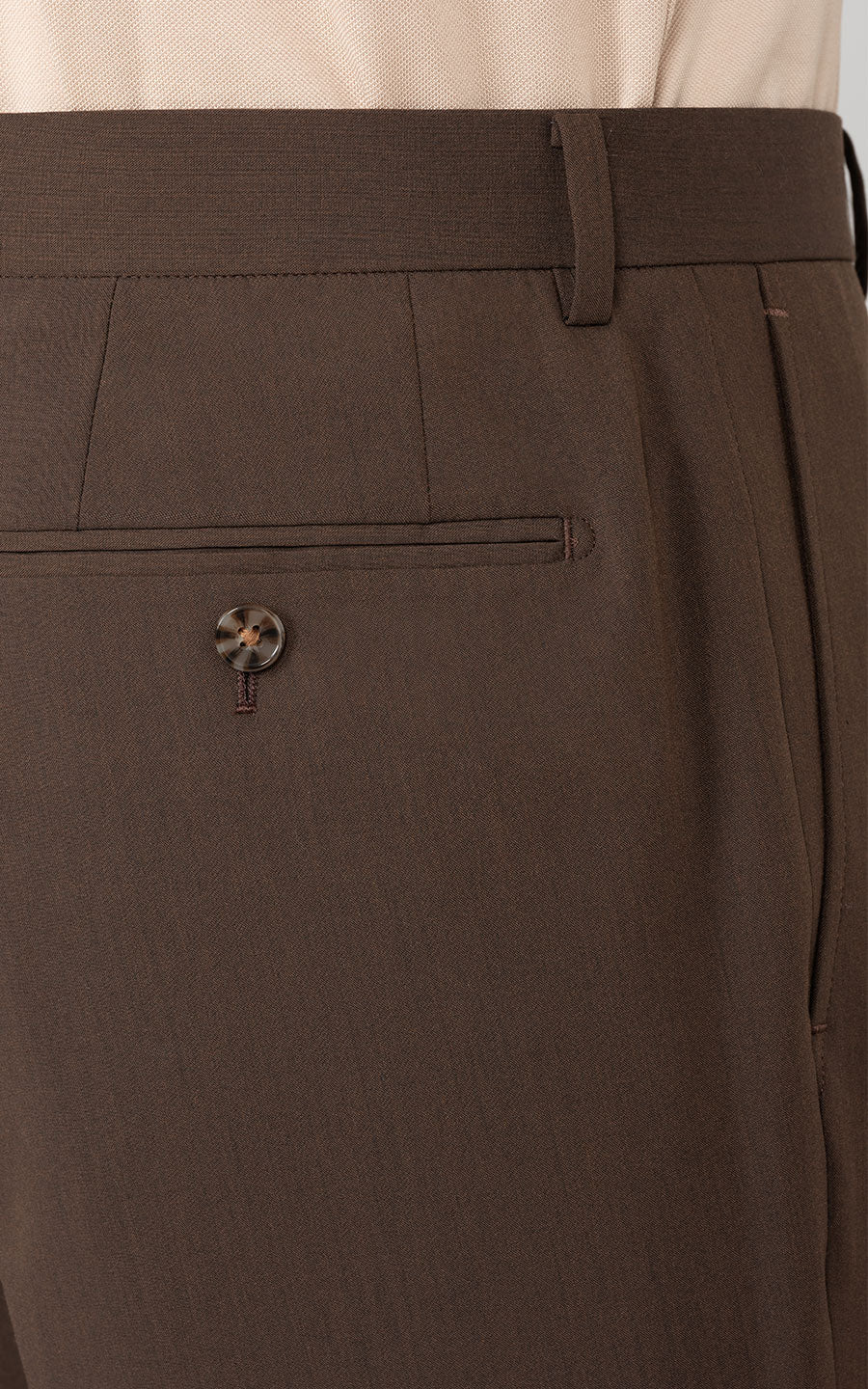 Custom Brown Anti-Wrinkle Pants Detail - Premium Fabric