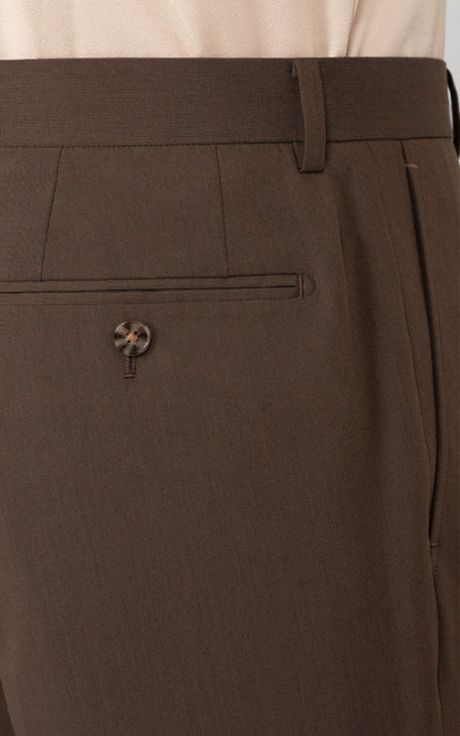 Custom Brown Anti-Wrinkle Pants Detail - Premium Fabric